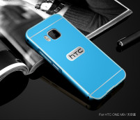 Луксозен алуминиев бъмпър с твърд гръб за HTC ONE M9 син